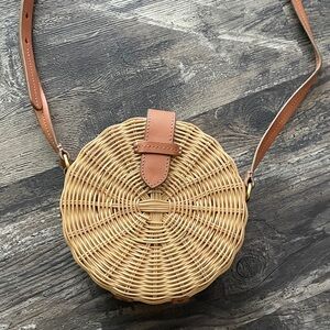 J. Crew Tan rattan crossbody bag